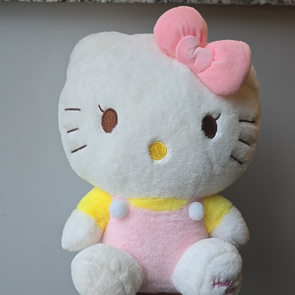 Hello Kitty Plush Backpack with Pink Bow and Yellow Outfit